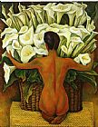Diego Rivera Canvas Paintings - Nude with Calla Lilies